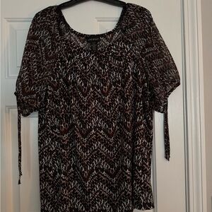 Lane Bryant Brown and Black Animal-Print Short Sleeve Blouse